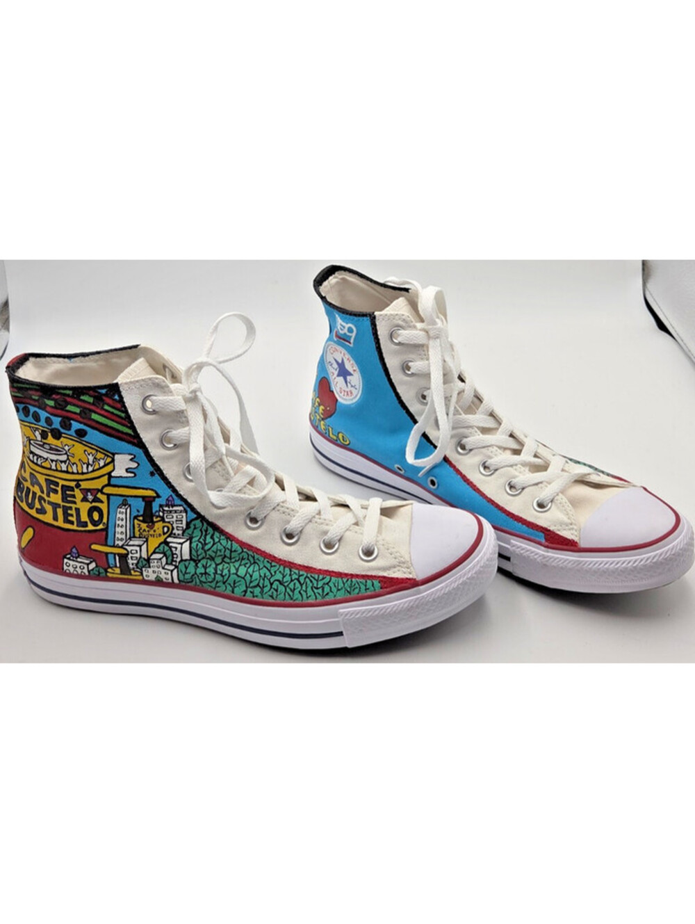Converse Chuck Taylor All Star High Top Custom Cafe Bustelo Hand Painted 9.5